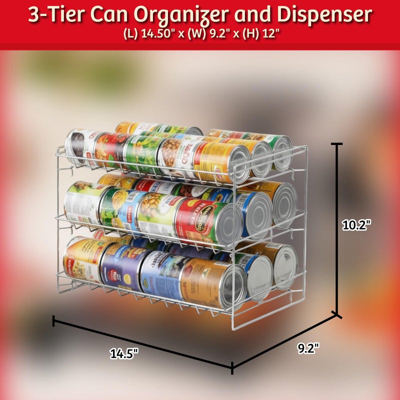 Chef Buddy Lavish Classic Cuisine 3 Tier Dispenser-Organizer Rack Holds up to 27 Cans-for Kitchen Pantry, Countertops, and Cabinets-Storage Accessories (Chrome) - Image 3